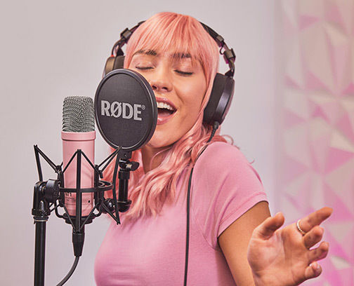 Rode NT-1 Signature Series Condenser Microphone Shock Mounted for Vocals in Pink Color