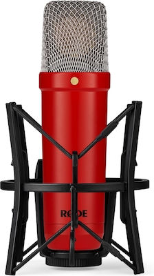 Rode Condenser (Large Diaphragm) XLR Microphone Nt-1 Signature Series Shock Mounted/Clip On Mounting Voice in Red Color