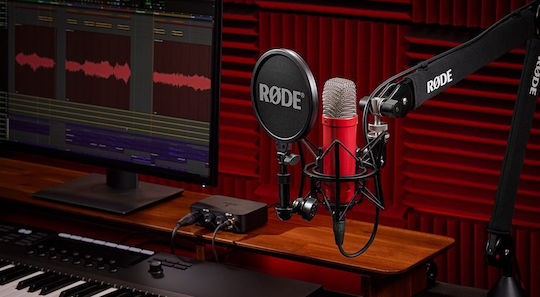 Rode Nt-1 Signature Series Condenser Microphone XLR Shock Mounted for Vocals in Red Color