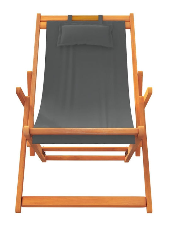 Liegestühle Holz mit Gray Stoff 2Stück 60x112x81cm