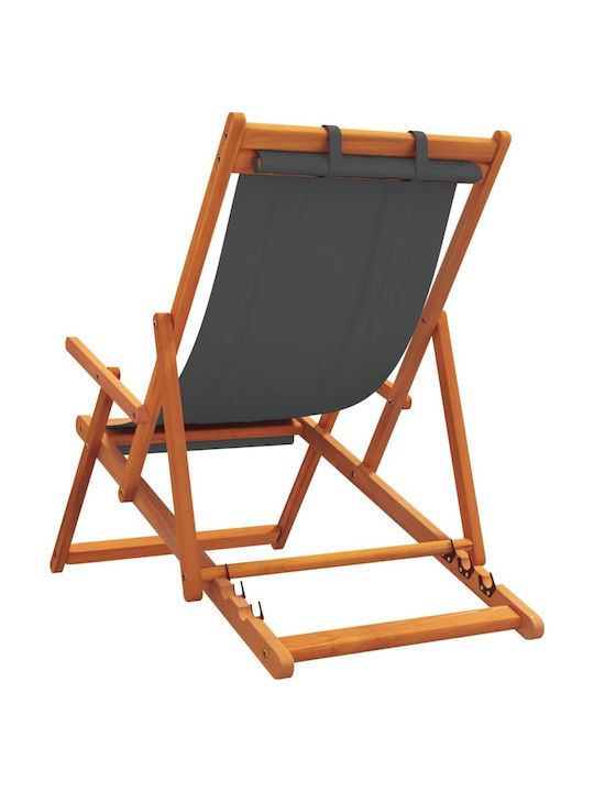 Liegestühle Holz mit Gray Stoff 2Stück 60x112x81cm