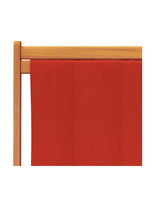 Σεζλόνγκ Ξύλινη με Κόκκινο Ύφασμα 2τμχ 60x112x81cm