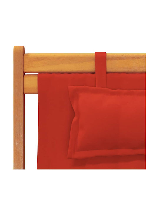 Σεζλόνγκ Ξύλινη με Κόκκινο Ύφασμα 2τμχ 60x112x81cm