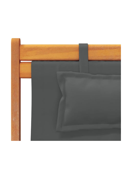 Liegestühle Holz mit Gray Stoff 2Stück 60x112x81cm