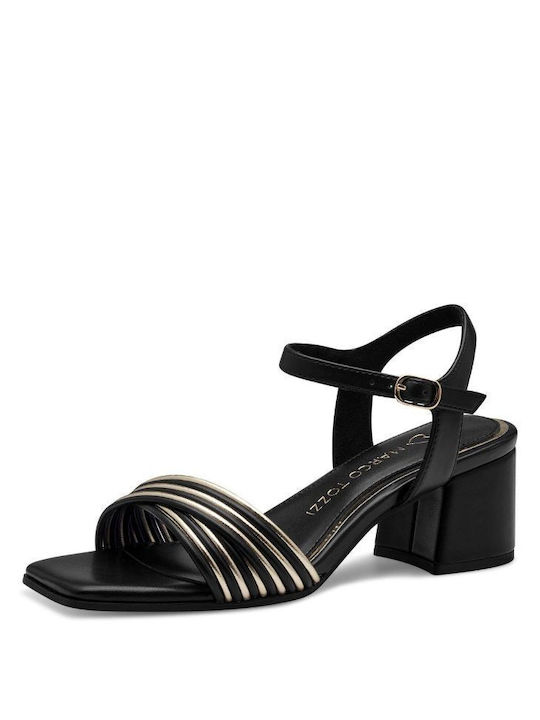Marco Tozzi Synthetic Leather Women's Sandals Black with Medium Heel
