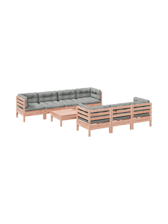 vidaXL Garden & Outdoor Furniture Sets Living Room Set Pieces Grey with Pillows 8 Pieces