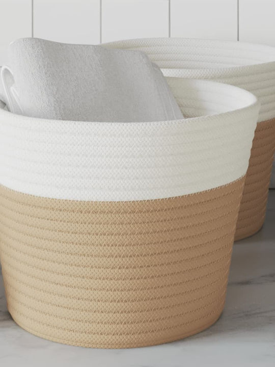 vidaXL Καλάθι Αποθήκευσης Υφασμάτινο Μπεζ 24x24x18cm 2τμχ