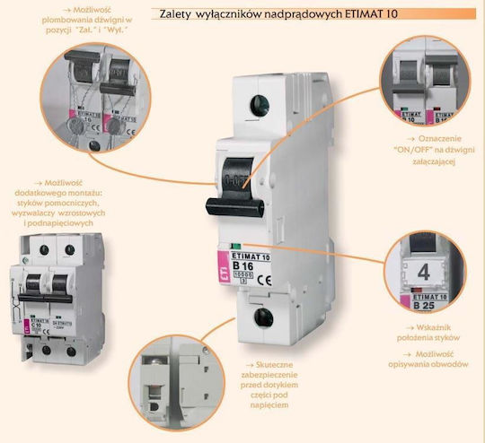 ETI Automatic Circuit Breaker 32A Single-pole AC 002131719