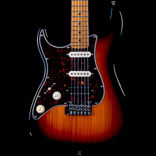 Jet Guitars Ηλεκτρική Κιθάρα για Αριστερόχειρες ST Style Καφέ με Θήκη