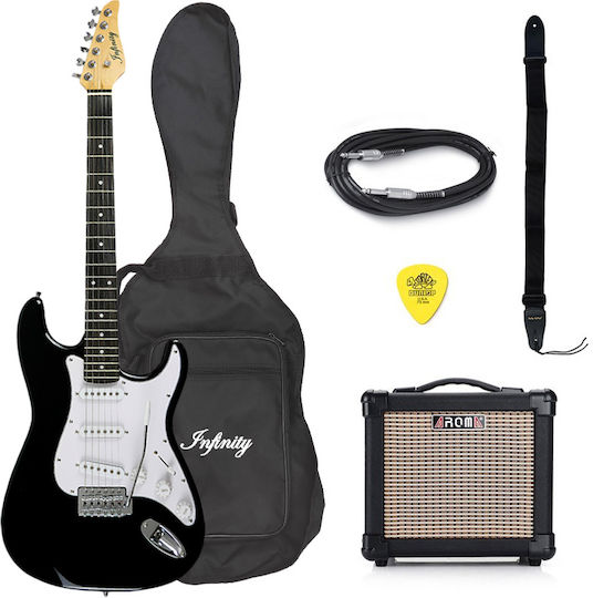 Jacky Jackson ST38 Set Electric Guitar Stratocaster with SSS Pickup Configuration Black with Case