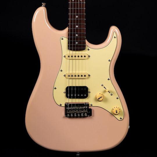 Jet Guitars Електрическа Китара 6 Струни Stratocaster с HSS Магнитна Конфигурация Розова с Калъф