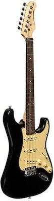 Stagg Electric Guitar SES-30 with SSS Pickups Layout, Rosewood Fretboard in Black