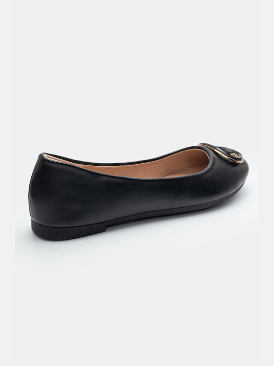 Luigi Synthetic Leather Pointy Ballerinas Black