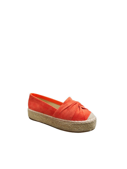 Verde Stoff Damen Espadrilles in Orange Farbe