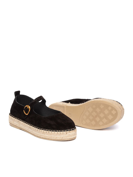Women's Leather Espadrilles Black
