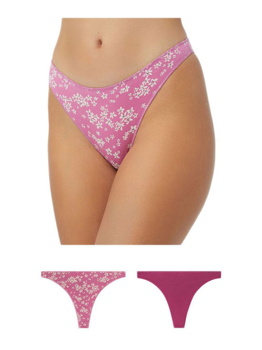Modal Fimelle Women's String 2Pack Seamless Amethyst-cyclamen