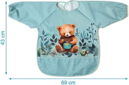 Kiokids Waterproof Coverall Fabric with Hoop & Loop Fastener, Pocket & Sleeves Mint for 4 m+