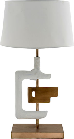 Zen Collection Metall Tischlampe mit Weiß Schirm und Gold Basis