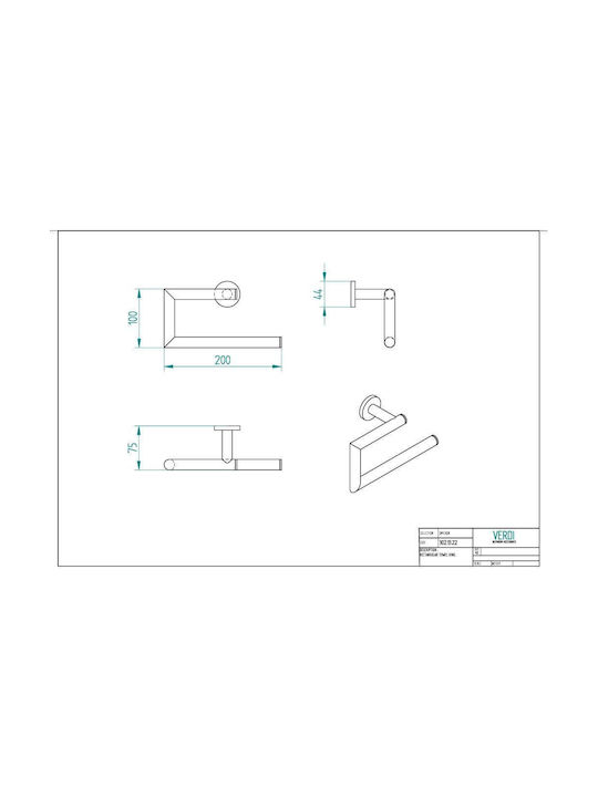 Verdi Omicron Wandmontiert Papierhalter Metallisch Black Matt