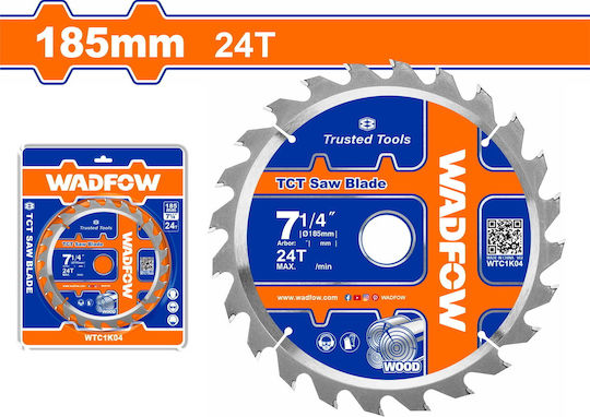 Wadfow Cutting Disc Wood Hole Diameter 185mm with 24 Teeth 1pcs