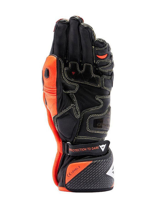 Dainese Full Metal 7 Ανδρικά Γάντια Μηχανής Δερμάτινα Black/Red-Fluo