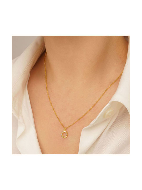 Necklace from Gold Plated Silver with Zircon