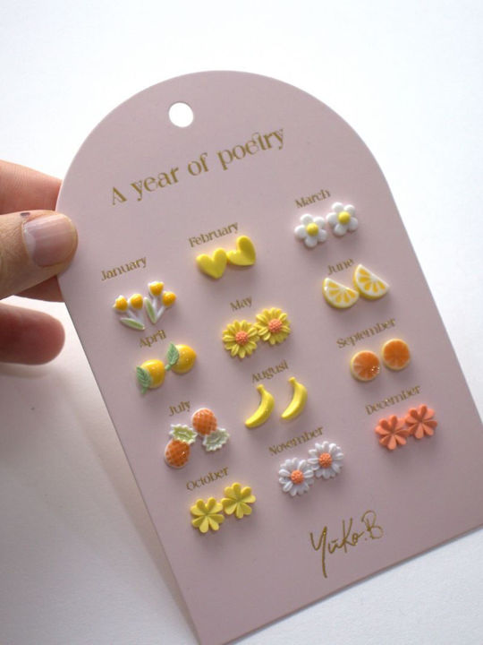 Yuko.b Card 12 Pairs of Earrings A Year Vivid Poetry