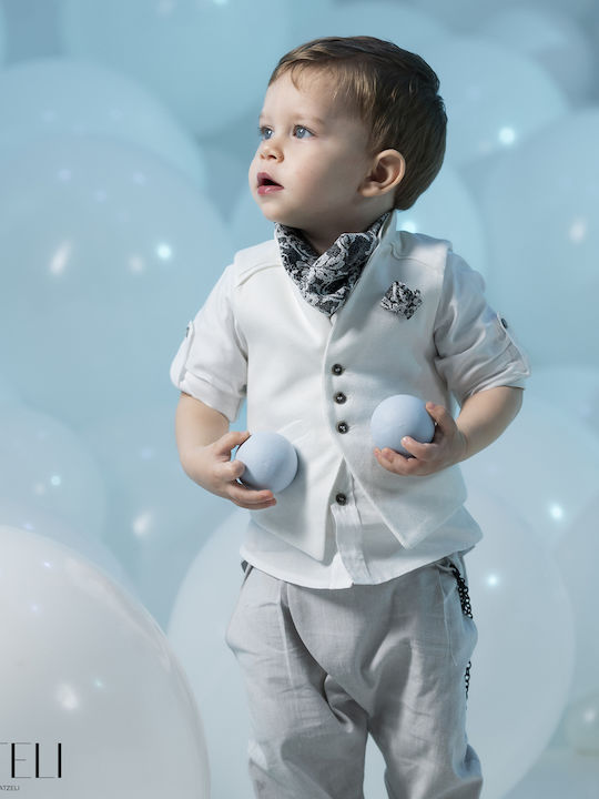 Vinteli Vinteli Baptism Suit with Vest for Boys White