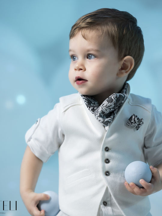 Vinteli Vinteli Baptism Suit with Vest for Boys White