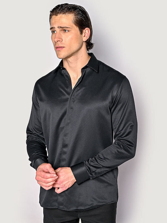 Sogo Men's Shirt Long Sleeve Black