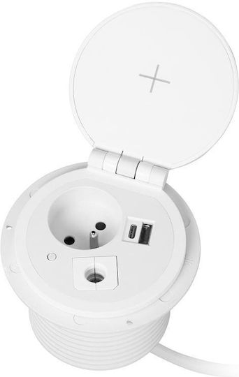 Orno Single Walled Power Socket with 2 USB Ports with Lid White