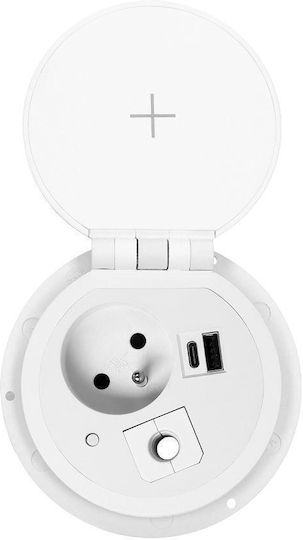 Orno Single Walled Power Socket with 2 USB Ports with Lid White