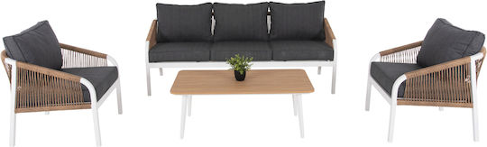 Living Room Set 4 Pieces White with Pillows Living Room Set 4 Pieces White with Pillows