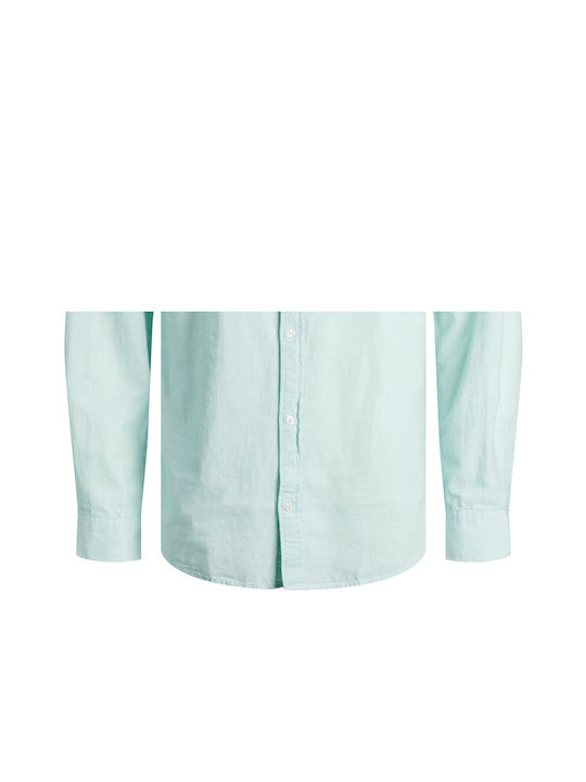 JJELINEN Long Sleeve Slim Fit Linen Shirt in Soothing Sea