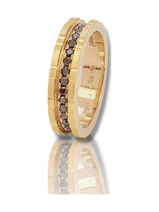 14K Yellow Gold Series Ring 14K Black Diamonds Code M2709