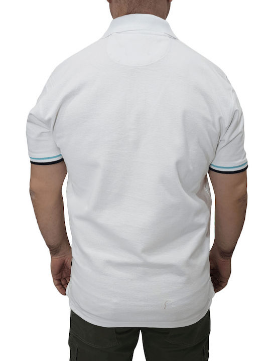 Double Men's Short Sleeve Blouse Polo White