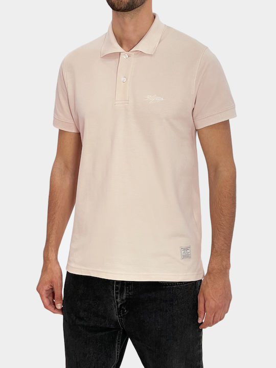 3Guys Men's Short Sleeve Blouse Polo Light Beige