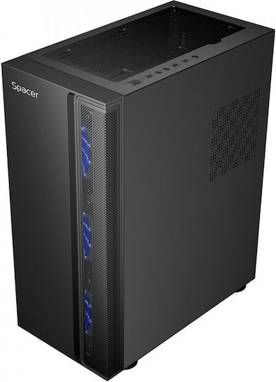 Spacer SPCS-GC-ICE-HERO Gaming Midi Tower Κουτί Υπολογιστή με Πλαϊνό Παράθυρο Μαύρο