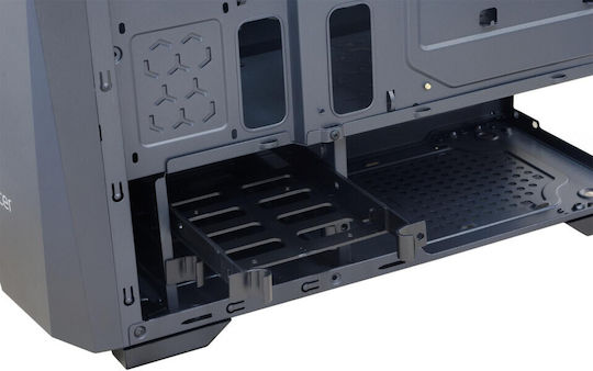 Spacer Flash Gaming Midi Tower Κουτί Υπολογιστή με Πλαϊνό Παράθυρο και RGB Φωτισμό Μαύρο