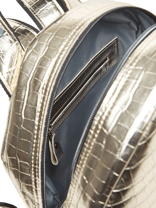 Croco Backpack Large Γυναικεία Τσάντα Πλάτης Χρυσή