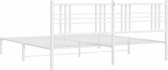 King Size Metallbett Weiß mit Lattenrost für Matratze 193x203cm