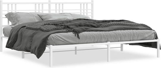 King Size Metallbett Weiß mit Lattenrost für Matratze 193x203cm