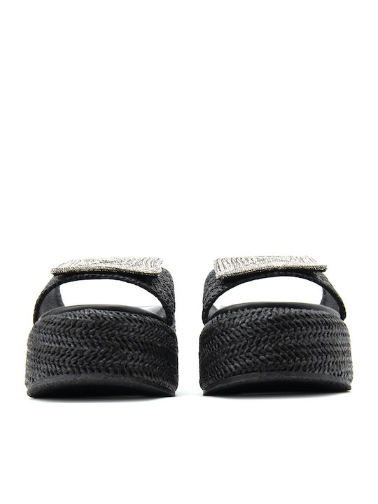 Leather Women's Flat Sandals Black