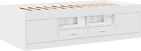 Sofa Bett Einzelbett Holz White mit Latten für Matratze 90x200cm