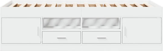 Sofa Bett Einzelbett Holz White mit Latten für Matratze 90x200cm