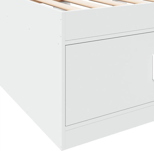 Sofa Bett Einzelbett Holz White mit Latten für Matratze 90x200cm