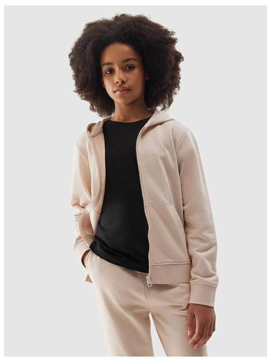 Kids Cardigan Cotton with Hood Beige