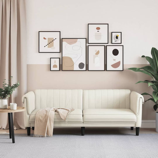 Dreisitzer Samt Sofa Beige 203x77x74cm