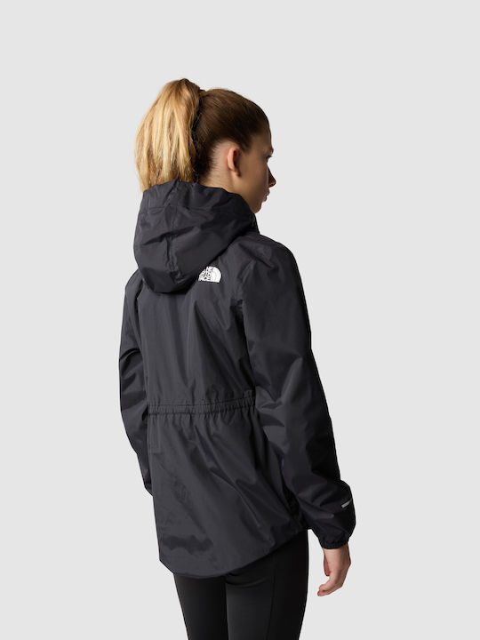 Waterproof Kids' Sports Jacket Long with Hood Black Antora