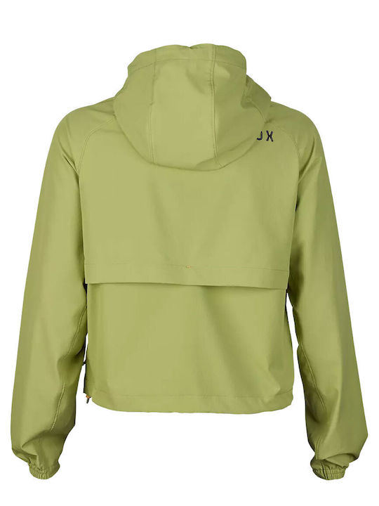 Fox Women's Hiking Short Lifestyle Jacket Windproof for Spring or Autumn with Hood Green